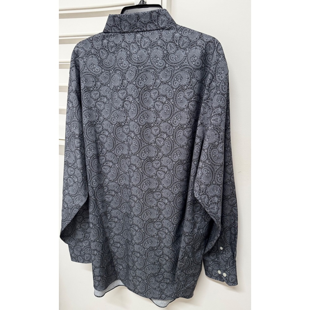 NEW Murano Performance Big Man Shirt 2XB Grey Black Paisley LS Button Down NWT - Picture 3 of 8